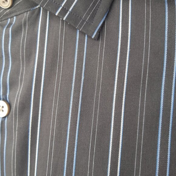 Banana Republic SZ 15.5 French Cuff Cotton Men's Black Striped Button Up Shirt - Picture 6 of 16